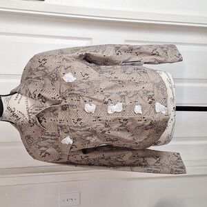 Prosperity snake print Denim Jacket Women Sz Large New